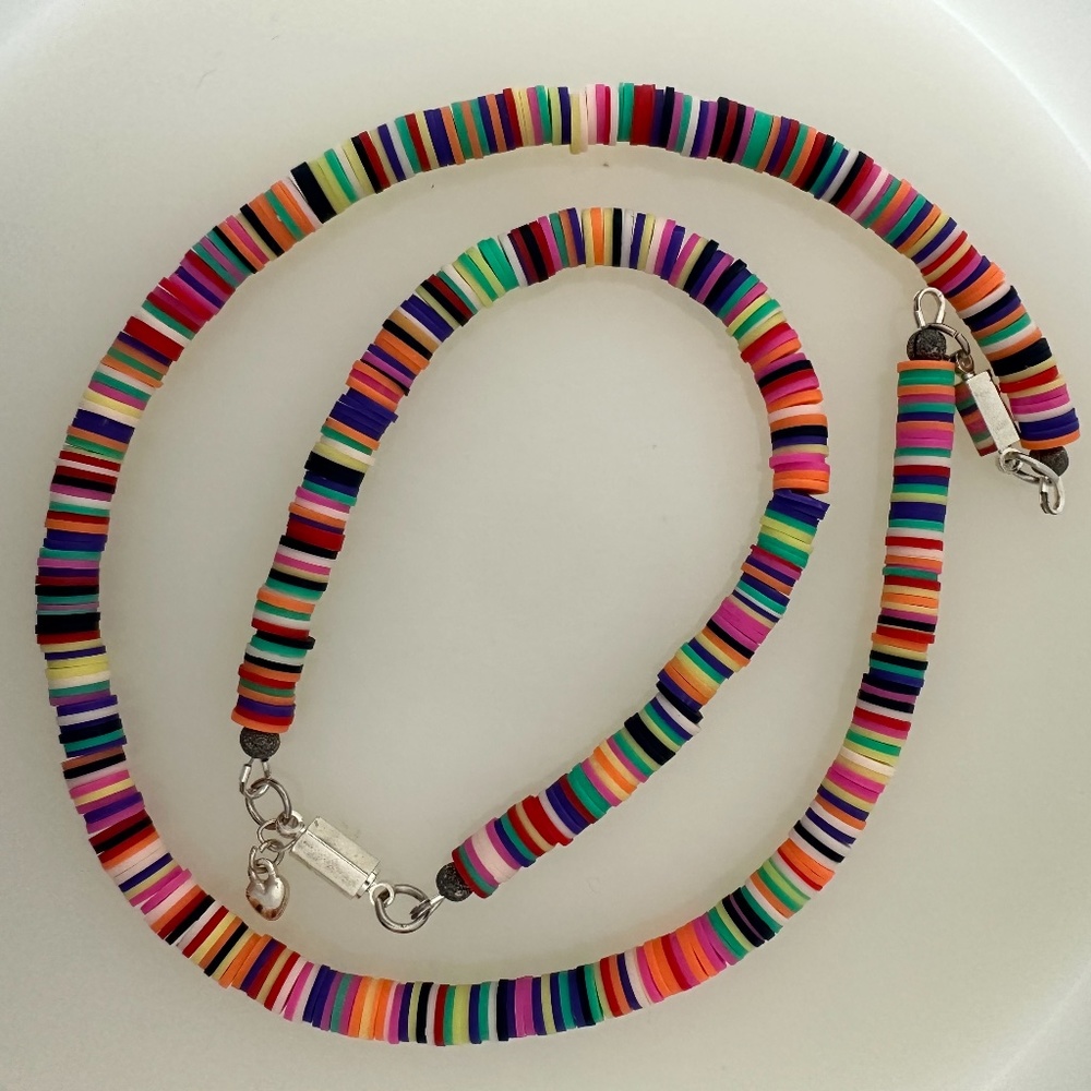 Multi color Handmade Choker and matching bracelet.